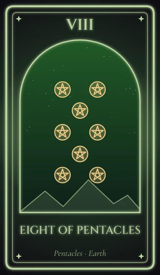 Lá Tám Tiền (Eight of Pentacles)