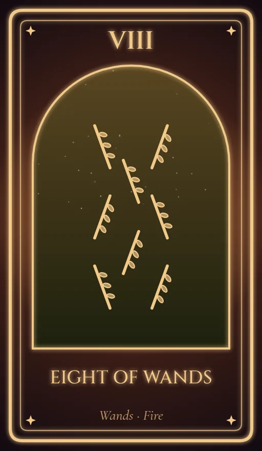 Lá bài tarot Tám Gậy (Eight of Wands)