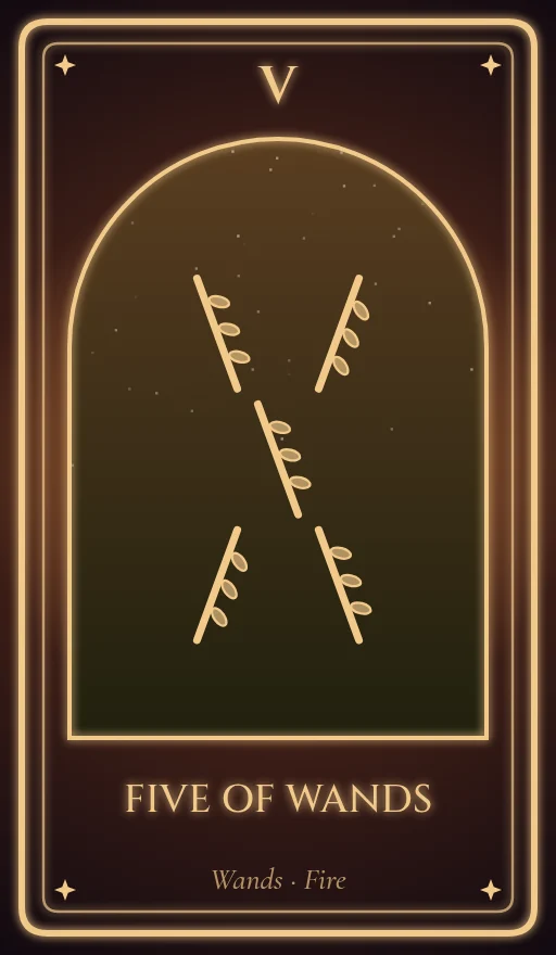 Lá Năm Gậy — tarot hôm nay cung Thiên Bình