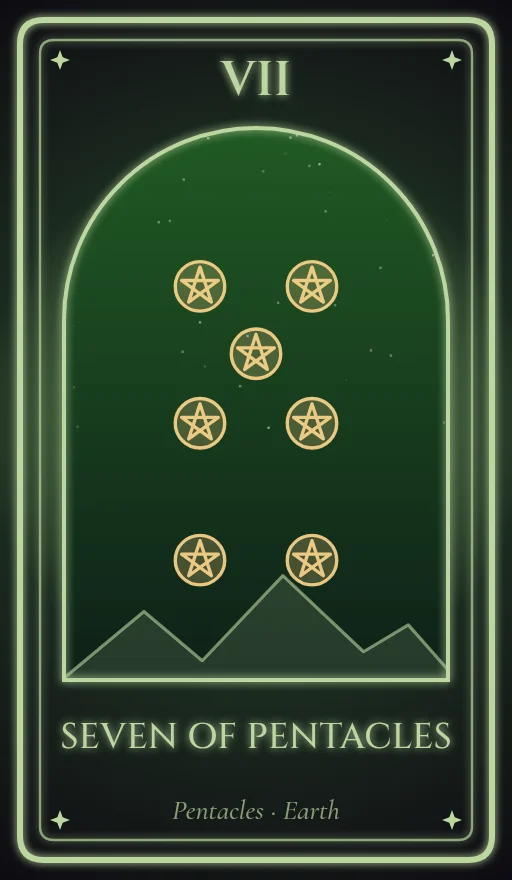 Lá bài tarot Bảy Tiền (Seven of Pentacles)
