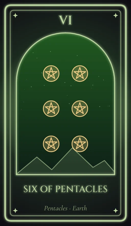 Lá bài tarot Sáu Tiền (Six of Pentacles)
