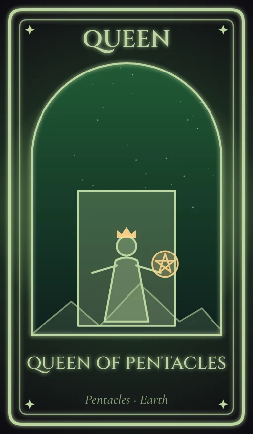 Lá Hoàng Hậu Tiền (Queen of Pentacles)